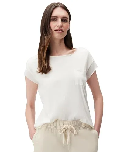 MARC O'POLO Damen T-Shirt B41225951423, Silky White, XXS EU - T-Shirts für Damen aus 100% nachhaltiger Baumwolle, locker geschnitten mit weiten Rundhalsausschnitt – ideal für jeden Anlass und umweltbewusst!