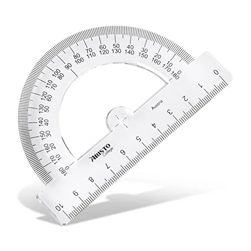 Aristo AR23301 College Halbkreiswinkel 180 Grad, Steg mit 10 cm, Skala 0-180 Grad