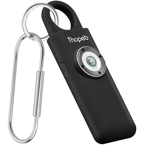 Thopeb Der Original Persönlicher Alarm Für Frauen, Schlüsselanhänger Mit Alarm, Wiederaufladbar, 135 dB Sirene, Stroboskop, SOS-LED-Licht. Hilft älteren Menschen und Kindern Notruf (Anthrazit)