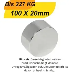 Stück Neodym Magnet 100mm x 20mm Supermagnete hohe Haftkraft Scheibenmagnet 1