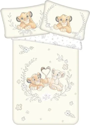 Disney König der Löwen Kinderbettwäsche Set 2-teilig - Bettwäsche-Set mit Simba und Nala, aus 100% Baumwolle, kuschlig und weich, ideal für kleine Fans des Kinohits
