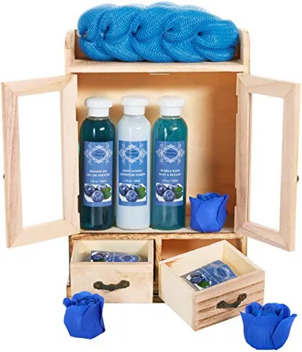 BRUBAKER Cosmetics Bade- und Pflegeset Blaubeere im Holzschrank