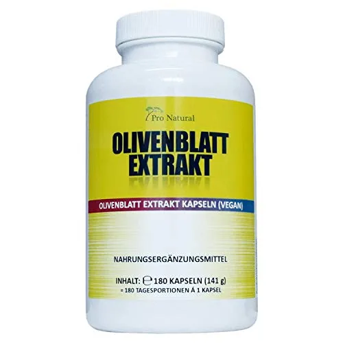 Olivenblatt Extrakt 650, 180 vegane Kapseln, hochdosiert mit 650 mg, Olivenblattextrakt mit 20% Oleuropein 130 mg
