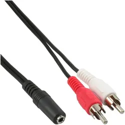 InLine 89940 Cinch Klinke Kabel - 2x Cinch Stecker an 3,5mm Klinke Buchse, 1,5m Länge für perfekten Audio-Genuss und einfache Verbindung mit Anlagen