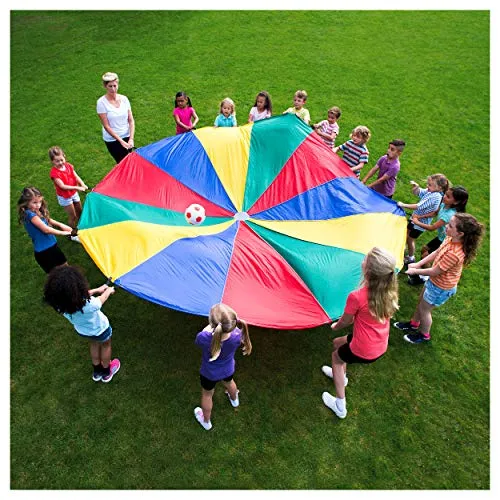 Schwungtuch ø 7 m - Ideal für Kindergarten und Schule - Gesellschaftsspiel für kreative Bewegung und Teamarbeit, perfekt für Turnstunden und Gruppenaktivitäten.