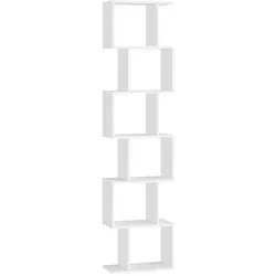 stöckiges Bücherregal, 24 x 40 x 191 cm, Standregal, Büroregal, freistehend - Weiß 6