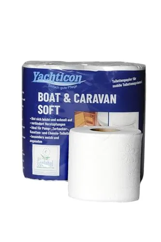 Yachticon Boat & Caravan Soft WC Papier – 4 Rollen (2-lagig, schnell löslich) Toilettenpapier – für Pump- & Campingtoiletten geeignet - das Original made in Germany