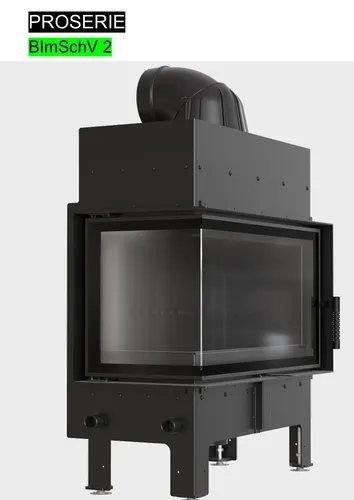 Kamineinsatz KRATKI FLOKI S links 8 kW Ø 160 schwarz - Kaminöfen mit beidseitiger Feuersicht, modernem Design und effizienter Wärmeabgabe dank TERMOTEC-Speichermaterial. Ideal für offene Räume und erfüllt strenge Umweltstandards.