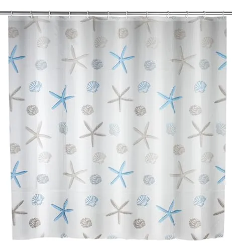 WENKO Duschvorhang Bella Mare - wasserdicht, pflegeleicht, Polyethylen-Vinylacetat, 180 x 200 cm, Mehrfarbig