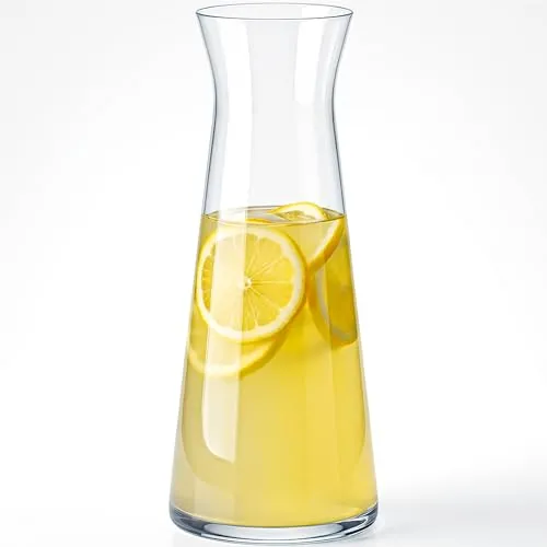 KONZEPT Wasserkaraffe aus robustem Glas – 1 Liter, Glaskaraffe spülmaschinenfest, BPA-frei, stilvoll und stabil