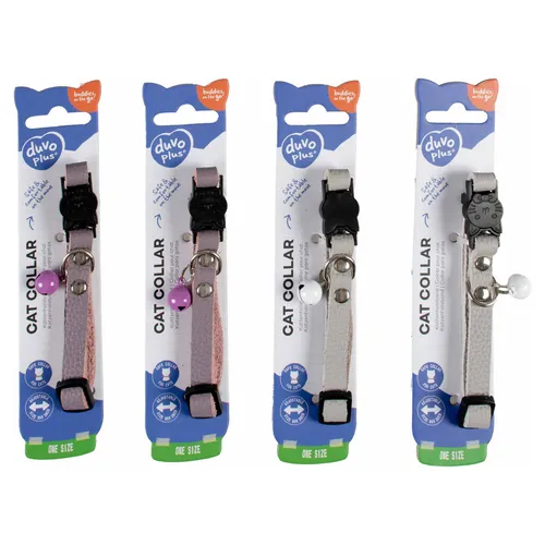 Duvo+ Katzenhalsband Leder verstellbar 20-28cm mit Glöckchen, Outdoor-Qualität