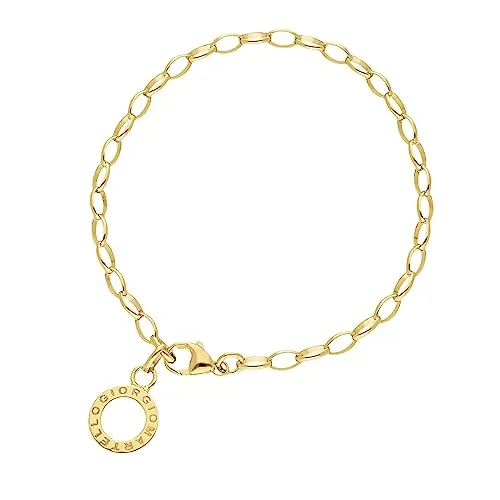 Giorgio Martello Milano Armband mit Charms, Silber 925 Gold - Elegantes Armband aus 925 Sterling Silber, ideal zum Einhängen von Charms. Mit 3 mm Kettengliedhöhe und sicherem Karabinerverschluss für perfekten Sitz.