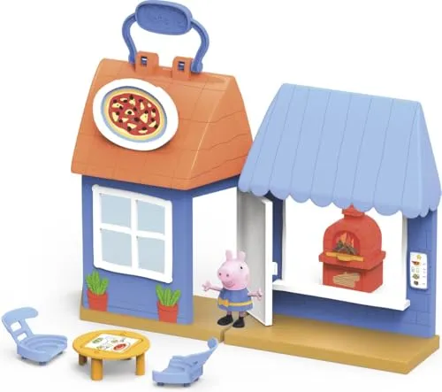 Peppa Pig Peppa's Adventures Peppa's Pizza Place Carry-and-Play Vorschul-Spielset, enthält eine Figur und 4 Zubehörteile, Mehrfarbig, F2169