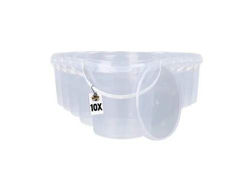 FixedByU Putzeimer Kunststoffeimer mit Deckel, PP, rund, Transparent, (Eimer-Set, 10-tlg., Eimer mit Deckel), luftdicht, stapelbar, lebensmittelecht, rutschsicher, recyclebar