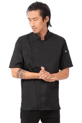 Chef Works® Kochjacke SPRINGFIELD Cool VentTM - Schwarz, Größe M - Küchentextilien mit Cool VentTM für optimale Belüftung, taillierter Schnitt und versteckter Reißverschluss, ideal für Profiköche.