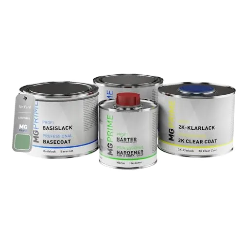 MG PRIME Autolack Dose Set für Ford 4H4WHA / 4H4EWHA Bursting Green Metallic Grundlack Basislack 2K Klarlack Härter spritzfertig 1,75L