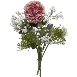 2474U Kunstblumenstrauß rosa weiß, Künstliches Blumen-Bouquet 50 cm