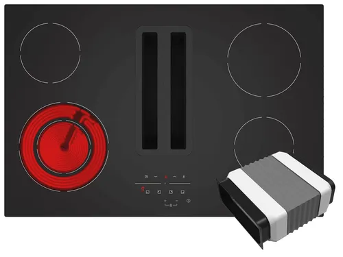 Silverline FLPHK820ES SET Flow-In Pro X Highlight Kochfeldabzug - 80 cm Kochfeldabzug mit einfachem Plug & Play Adapter-Set, zweifarbigem Cover-Design und Touch-Control für komfortable Bedienung im Abluft- oder Umluftbetrieb.