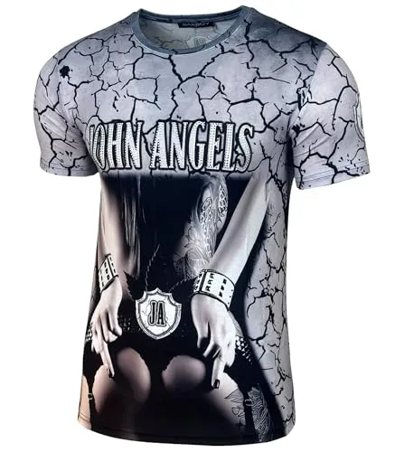 Herren Sommer T-Shirt Rundhals-Ausschnitt Moderner Männer Kurzarm Used Look Tshirt B-220-229, Farbe:226 Weiss, Größe:L