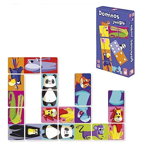 Janod - Dominos Jungle - Memory- und Zuordnungsspiel - 2 Spielebenen - 2 bis 4 Spieler - Ab 3 Jahre - J02771