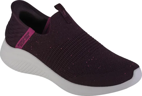 Skechers Slip-Ins Ultra Flex 3.0 Shiny Night Damen Sneaker, Dunkelrot - Bequeme Slip-On Sneakers mit luftgekühlter Memory Foam Einlegesohle und flexibler Traktionslaufsohle für optimalen Komfort und Stabilität im Alltag.