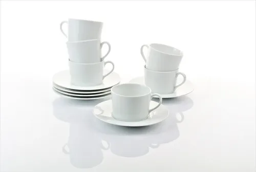 Retsch Arzberg Tasse HEIKE WEISS 12tlg. Set - Cappuccinotassen-Set für 6 Personen, aus hochwertigem Porzellan, spülmaschinen- und mikrowellenfest – ideal für stilvolle Anlässe und den täglichen Gebrauch.