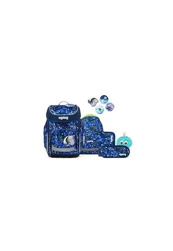 ergobag cubo Bundle Set Schulranzen 6-teilig OzeanBärwohner - Blau - Ergonomisches Design mit höhenverstellbarem Tragesystem für optimalen Tragekomfort. Das 6-teilige Set beinhaltet alles für den Schulstart und sorgt für eine kindgerechte Organisation.