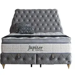 JUPITER Polsterbett 180x200 - Farbe: Anthrazit - Set: Bettkasten-Kopfteil - Grau