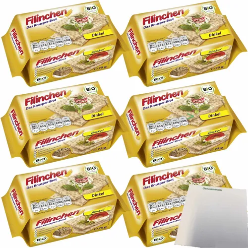 Filinchen Bio Dinkel das Knusperbrot 6er Pack 6x75g Packung usy Block