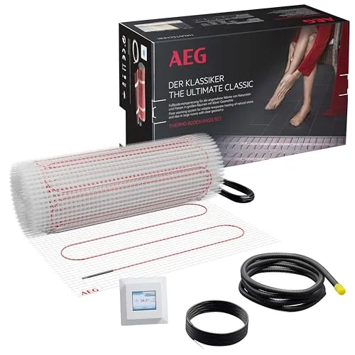 AEG Haustechnik Basis Thermo Boden TBS TB 160/1 Set Plus - Elektrische Fußbodenheizung - Fliesen & Bodenheizung, effiziente Wärmeverteilung mit 160 W/m², ideal für gemütliche und warme Räume.