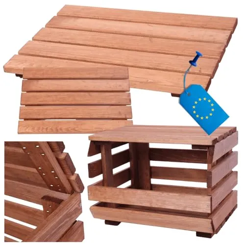 MODO24 Abdeckung für Modular Holzregal aus Kiefernholz, Passend für Gemüsekisten & Kartoffelsteige, Stapelbares Regalsystem, Schutzdeckel zum Abdecken & als zusätzliche Ablagefläche, 37x26 cm, Braun