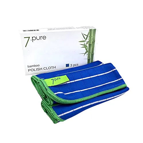 7. Pure Bambus Poliertücher, 3er-Set, Streifenfreier Glanz ohne Chemie, Antibakteriell & fusselfrei, Fensterleder, Reinigungstuch, Poliertuch für Glas & Edelstahl