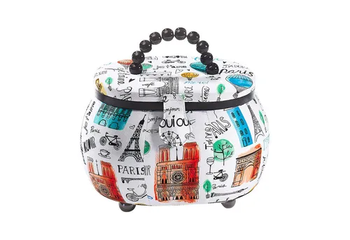 Kobolo Nähkorb oval mit Motiv - Praktisches Nähkästchen aus Kunststoff-Textil mit Magnetverschluss und Organisationseinsatz, ideal zur Aufbewahrung von Nähutensilien. Handgefertigt und bunt gestaltet, bringt Ordnung in Ihr Nähzubehör.