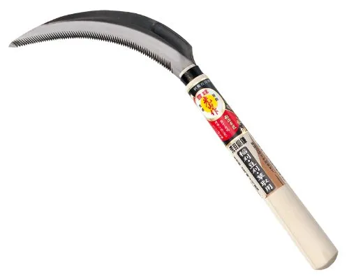 豊稔企販 Japanische Sichel mit 17 cm Wellenschliff, ideal für Gartenarbeit, Ernten, Jäten oder Mähen, SK-5 Stahl, 90 g