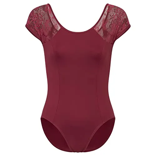 tanzmuster Ballett Trikot Damen Kurzarm in rot von tanzmuster