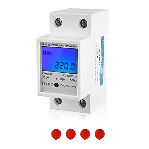 LCD Digitale Stromzähler Wechselstromzähler Hutschiene, 5(80) A 220V B Geeicht Wechselstromzähler Hutschiene KWh Zähler 1-phasiger 2-poliger 2P-DIN-Schienen-Stromzähler