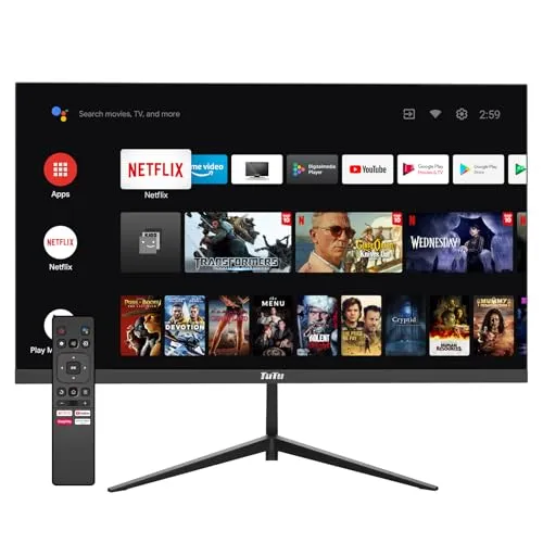 TuTu Smart Monitor 25 Zoll - FHD 1080P mit Android OS - Ultradünner Monitor für PC und Streaming, integriert Lautsprecher, WiFi und Bluetooth, ideal für Arbeit und Entertainment mit Zugriff auf Netflix, Prime Video und mehr.