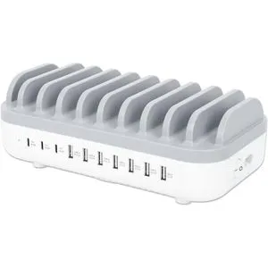Manhattan 10-Port USB Power Delivery-Ladestation 120 W - weiß grau, flexible Gestaltung und hochwertige Materialien für maximale Haltbarkeit und Langlebigkeit