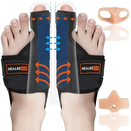 Healrecux Hallux Valgus Korrektur Schiene - Medizinische Verbrauchsmaterialien für Ballen: Schützt und stützt die große Zehe mit ergonomischem Design für mehr Komfort und schmerzlindern. Ideal für Tag und Nacht.