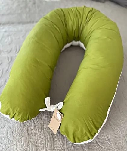 Loolay Stillkissen XXL - Atmungsaktive Waffelpiqué & Glatt Baumwolle - Kissen für Stillzeit und Schwangerschaft, 170 cm lang, mit abnehmbarem Bezug aus 100% Bio Baumwolle - eine Seite atmungsaktiv, die andere glatt für höchsten Komfort.