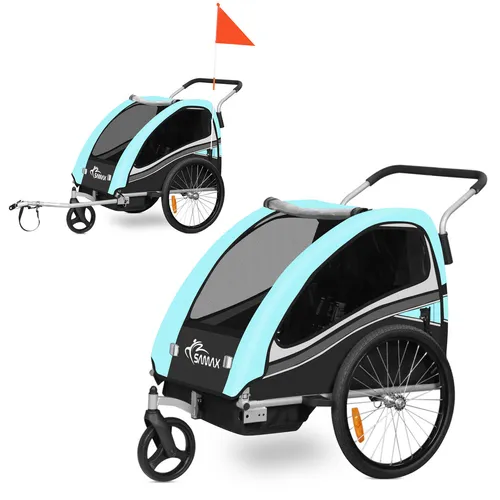 SAMAX Jogger Fahrradanhänger Kinder 2in1 drehbar 360°