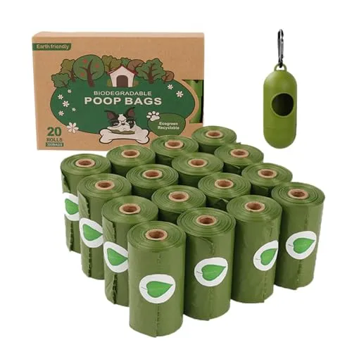ORAGKE Hundekotbeutel 300 Stück Kotbeutel für Hunde Biologisch Abbaubar Hundebeutel mit Duft 20 Rollen 32 x 23 cm, wasserdicht, reißfest, extra groß, dick und Kotbeutelspender