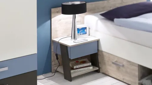 Nachtkonsole Nona Nachttisch in Sandeiche mehrfarbig Schubkasten Jugendzimmer