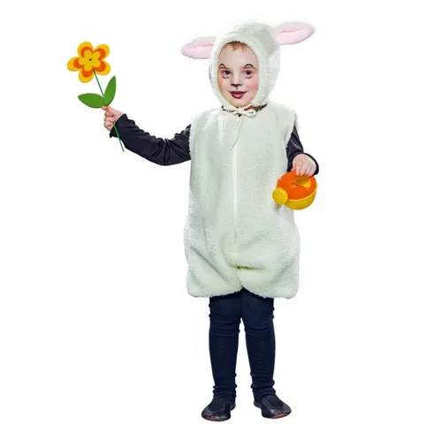 Festartikel Müller Kinderkostüm Schäfchen-Overall mit Mütze in der Größe 116/128, 118.140.22, Natur