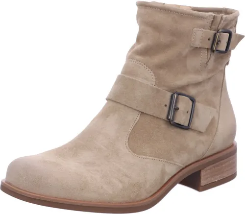 Paul Green Damen Stiefelette - Flache Biker Boots in Beige - Wanderschuhe mit hochwertigem Leder und bequemer TPU-Sohle, ideal für Übergangszeiten und stimmige Outfits.
