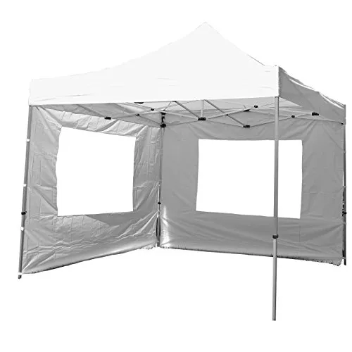 Profi Faltpavillon 3x3 m mit 2 Seitenteilen - hochwertige Ausführung - wasserdichtes Dach mit PVC-Coating - 270 g/m² incl. Tragetasche und Zubehör – Farbe: weiß