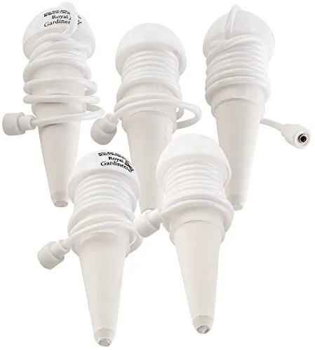 Royal Gardineer Bewässerungskegel Ton: Topfpflanzen-Bewässerungs-System mit Tonspitze und Schlauch, 5er-Set (Bewässerungskegel mit Schlauch, Bewässerungshilfe Ton, Feuchtigkeitsmesser)