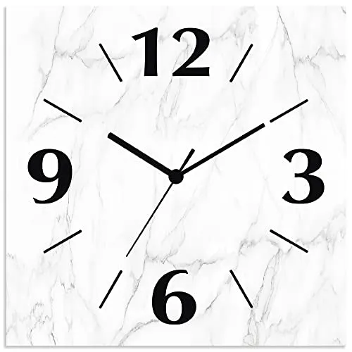 ARTLAND Wanduhr ohne Tickgeräusche - Lautlose Funkuhr 30x30 cm in Weißer Marmor Stein Optik - Wanduhren: Stilvolle, geräuschlose Funkuhr mit modernem Design für jedes Zimmer, Made in Germany. Ideal für Ruhe und Eleganz in Ihrem Zuhause.