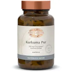 BÄRBEL DREXEL® Kurkuma Pur Kapseln - Hochdosiert mit 90% Curcuminoiden - Pflanzliches Ergänzungsmittel Kurkuma, hochdosiert mit 230mg Kurkumawurzel-Extrakt pro Kapsel, ideal zur Unterstützung von Verdauung und Leber, 100% vegan und ohne künstliche Zusatzstoffe.