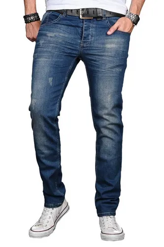 Alessandro Salvarini Straight-Jeans ASLuca - Modische Jeans in Jeansblau - Jeans, pflegeleicht, aus 98% Baumwolle und 2% Elasthan für optimalen Tragekomfort, ideal für jeden Anlass.